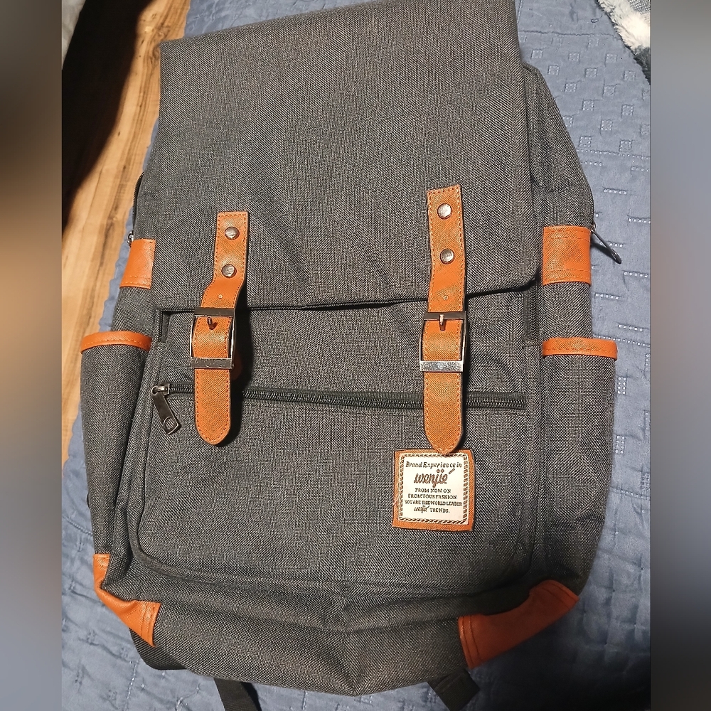 Charcoal Backpack with Tan Accents